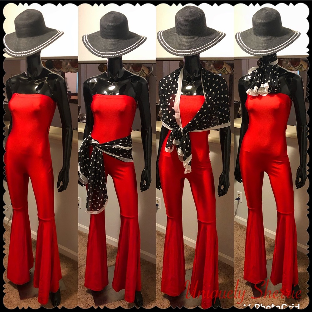 Red Bellbottom Jumpsuit - Picture 1 of 12